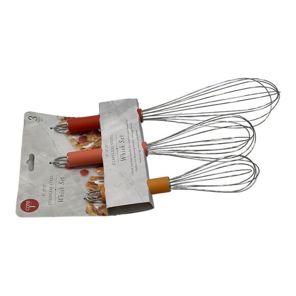 Core Orange 3 Piece Stainless Steel Whisks Set Size 8”, 10” And 12”. - Picture 7 of 9